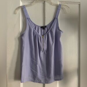 EXPRESS Zip Camisole Tank Womens Small Violet With Gold Zipper Sheer